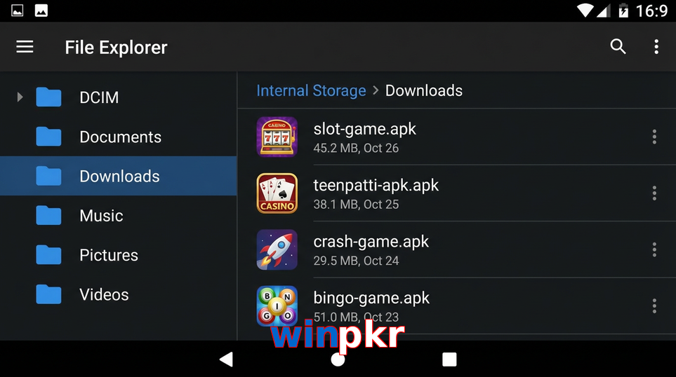 Main screen of Winpkr gameapk page for PK players