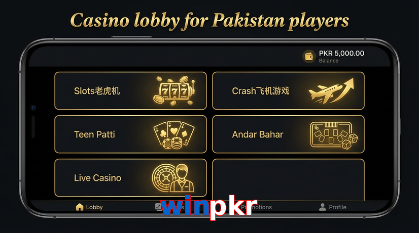 Lobby view of Winpkr for Pakistan users